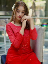 Flame Scarlet Ombré Chikankari Kurta